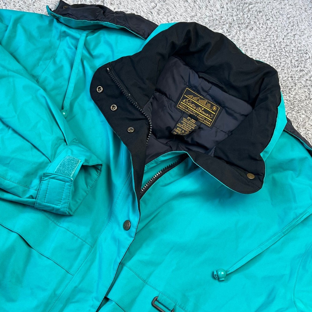 Vintage Eddie Bauer Gore-Tex Goose Down Mountain Parka Teal Jacket Womans Large